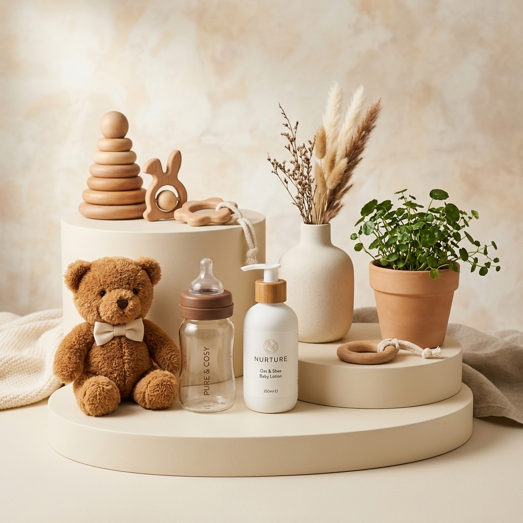 Premium baby care products background